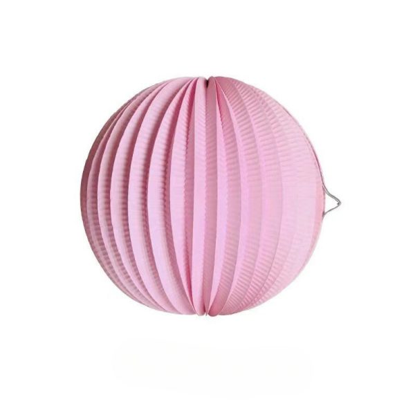 Lồng đèn giấy tròn 20cm trang trí - Hồng nhạt