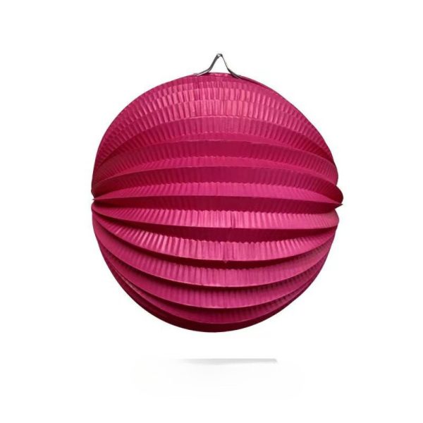 Lồng đèn giấy tròn 20cm trang trí - Hồng sen