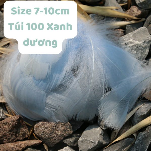 Lông vũ trang trí handmade nhiều màu (túi 50–100 cái) - Túi 100 cái 7–10cm - Xanh biển