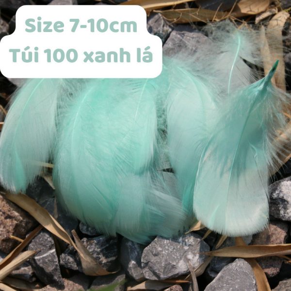 Lông vũ trang trí handmade nhiều màu (túi 50–100 cái) - Túi 100 cái 7–10cm - Xanh lá