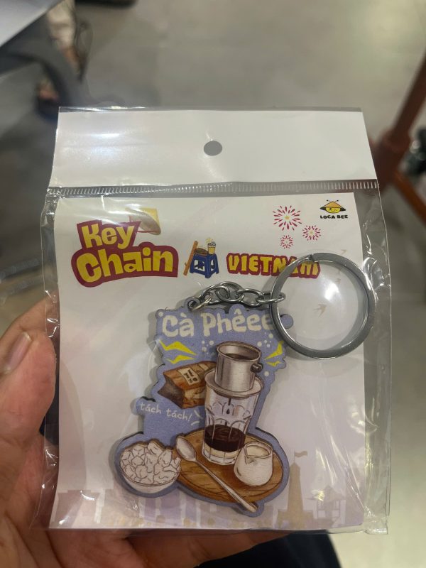 Móc khóa gỗ Việt Nam: ẩm thực, đường phố, địa danh - 2 lớp BL67 - Cà phê