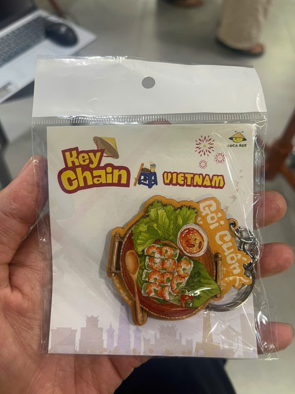 Móc khóa gỗ Việt Nam: ẩm thực, đường phố, địa danh - 2 lớp BL67 - Gỏi cuốn
