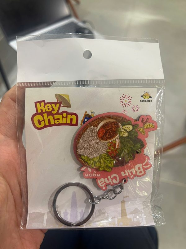 Móc khóa gỗ Việt Nam: ẩm thực, đường phố, địa danh - 2 lớp BL67 - Bún chả