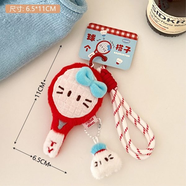 Móc khóa bông kawaii treo balo nhiều mẫu - Thể thao BL76 - Kitty đỏ