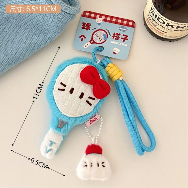 Móc khóa bông kawaii treo balo nhiều mẫu - Thể thao BL76 - Kitty xanh