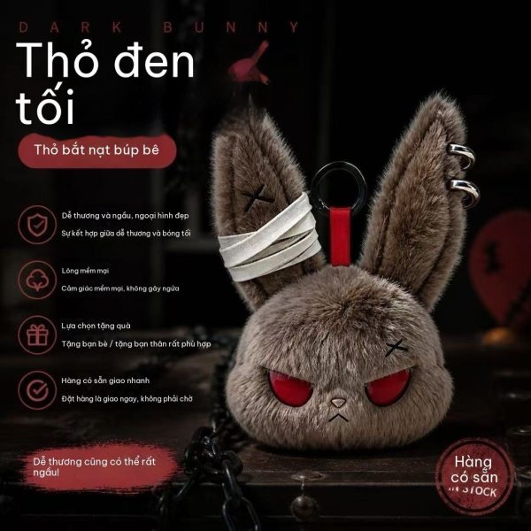Móc khóa thú hài hước Hàn Quốc nhiều mẫu - Gothic Bunny - kaki