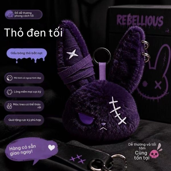 Móc khóa thú hài hước Hàn Quốc nhiều mẫu - Gothic Bunny - tím đậm