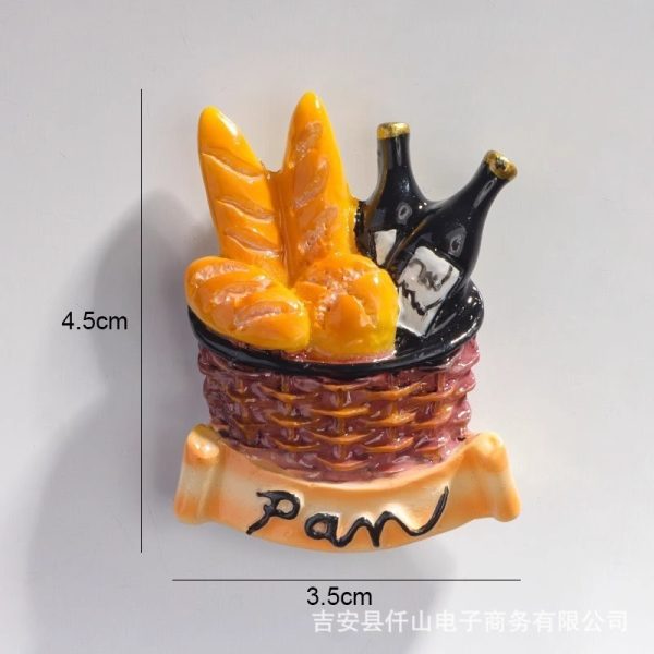Nam châm tủ lạnh đồ ăn 3D BL174 - Bánh Mì Rượu Vang