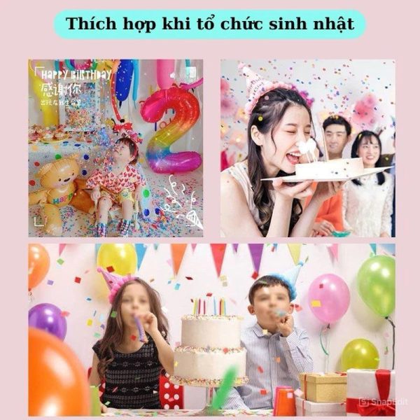 Pháo giấy tiệc: pháo thanh 40cm, pháo phụt kim tuyến