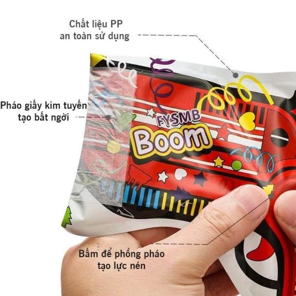 Pháo giấy tiệc: pháo thanh 40cm, pháo phụt kim tuyến