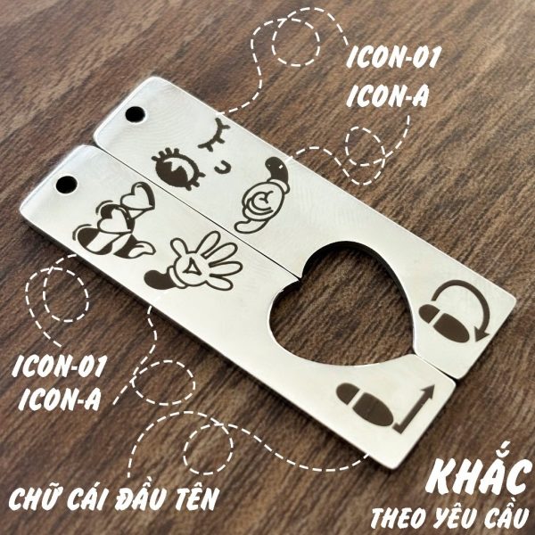 Quà đôi mảnh ghép tình yêu khắc tên: móc khóa, dây chuyền, mặt treo
