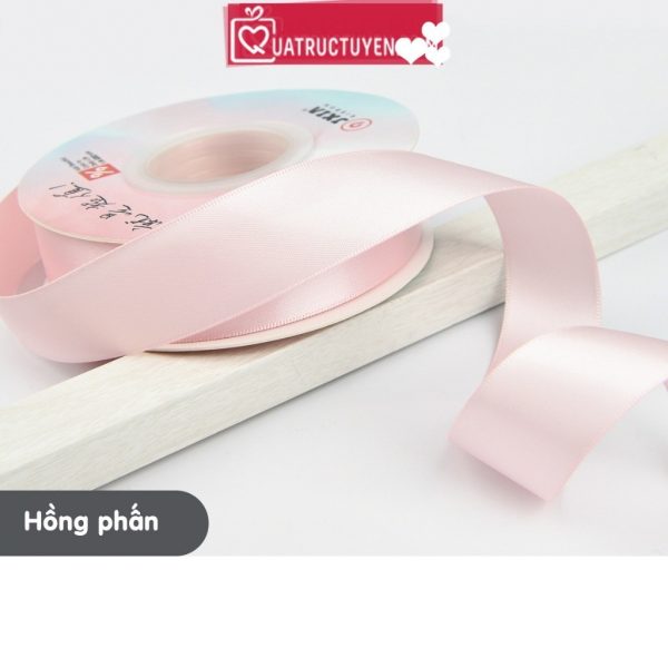 Ruy băng lụa pastel cao cấp bản 2,5cm cuộn 18m RB06 - Hồng phấn