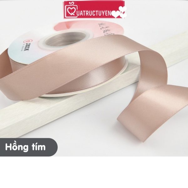 Ruy băng lụa pastel cao cấp bản 2,5cm cuộn 18m RB06 - Hồng tím