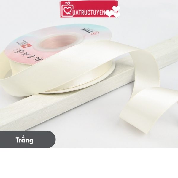 Ruy băng lụa pastel cao cấp bản 2,5cm cuộn 18m RB06 - Trắng