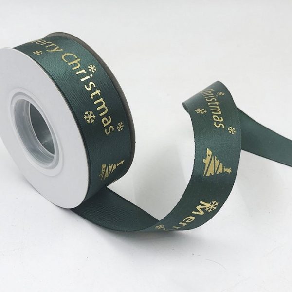 Ruy băng Merry Christmas chữ nhũ bản 2,5cm cuộn 22m RB03