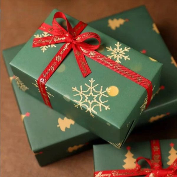 Ruy băng Merry Christmas chữ nhũ bản 2,5cm cuộn 22m RB03