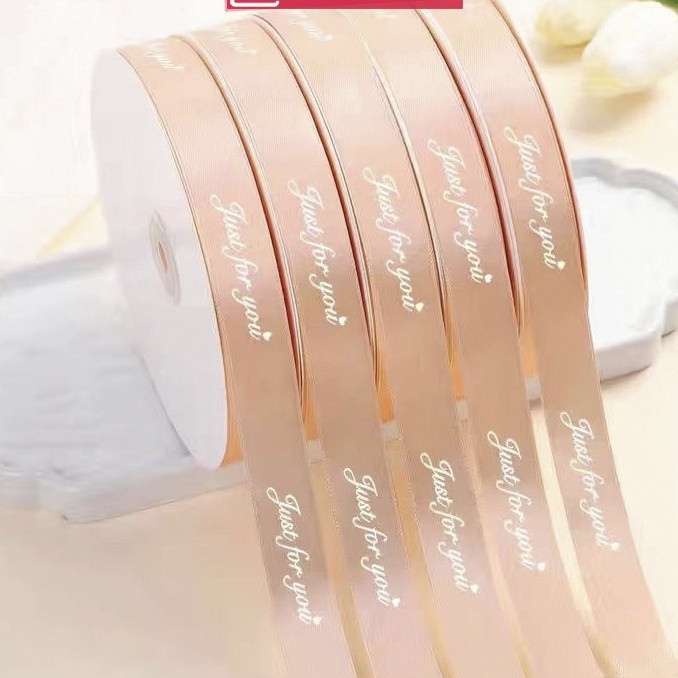 Ruy băng satin in chữ bản 2,5cm cuộn 84m RB02
