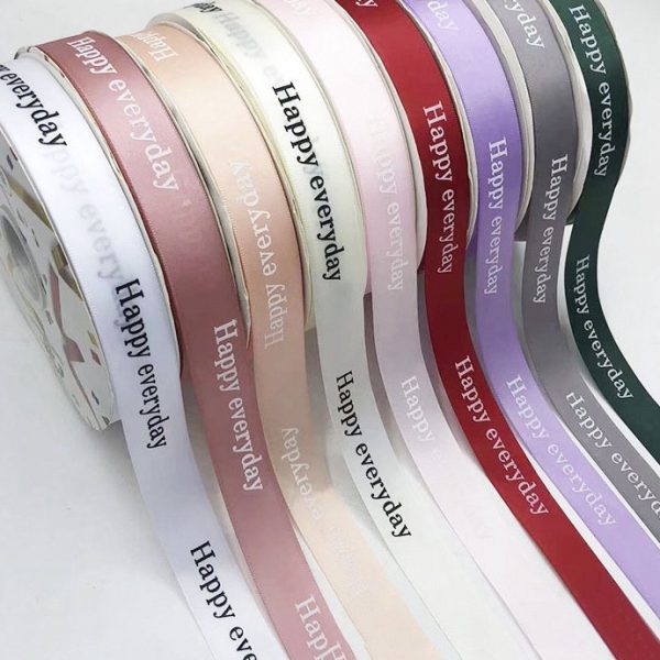 Ruy băng satin in chữ bản 2,5cm cuộn 84m RB02