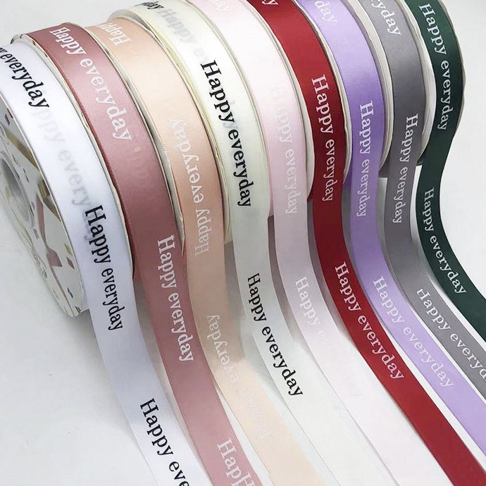 Ruy băng satin in chữ bản 2,5cm cuộn 84m RB02