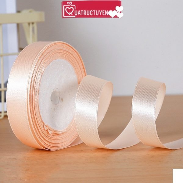 Ruy băng satin màu trơn bản 2cm cuộn 23m RB04 - Cam đào 7
