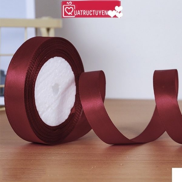 Ruy băng satin màu trơn bản 2cm cuộn 23m RB04 - Đỏ đun 33