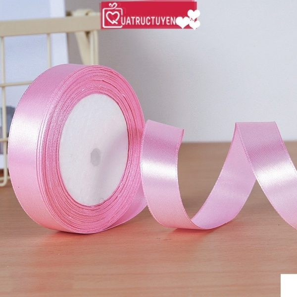 Ruy băng satin màu trơn bản 2cm cuộn 23m RB04 - Hồng cánh sen 79