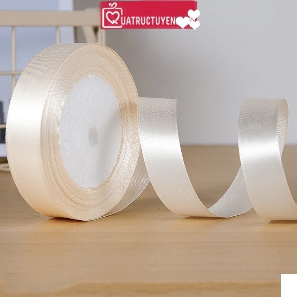 Ruy băng satin màu trơn bản 2cm cuộn 23m RB04 - Màu be 8