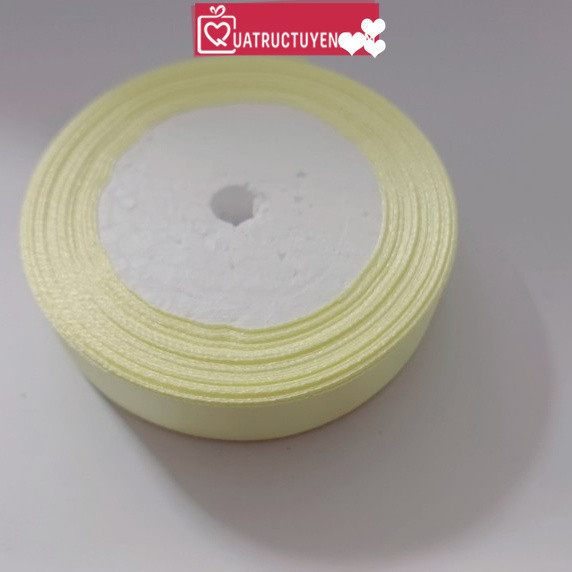 Ruy băng satin màu trơn bản 2cm cuộn 23m RB04 - Trắng sữa 2