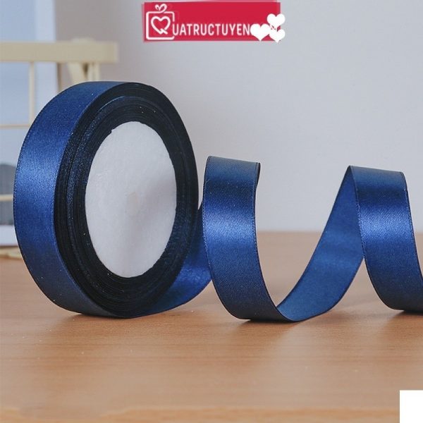 Ruy băng satin màu trơn bản 2cm cuộn 23m RB04 - Xanh dương đậm 38