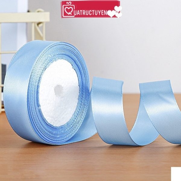 Ruy băng satin màu trơn bản 2cm cuộn 23m RB04 - Xanh dương nhạt 20