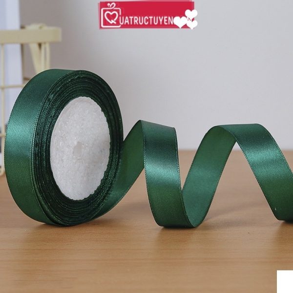 Ruy băng satin màu trơn bản 2cm cuộn 23m RB04 - Xanh lá đậm 56