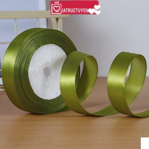 Ruy băng satin màu trơn bản 2cm cuộn 23m RB04 - Xanh lá mạ 95