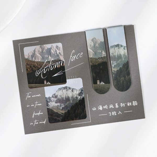 Set 2 bookmark nam châm phong cảnh NO53 - Misty Forest