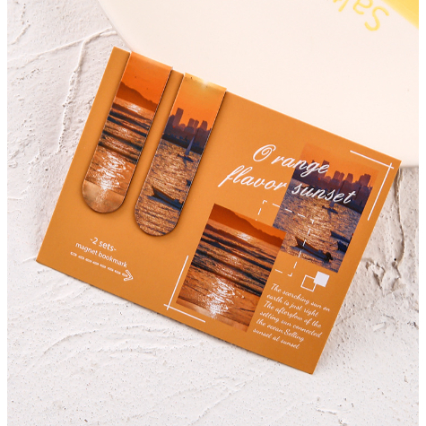Set 2 bookmark nam châm phong cảnh NO53 - Orange flavor sunset
