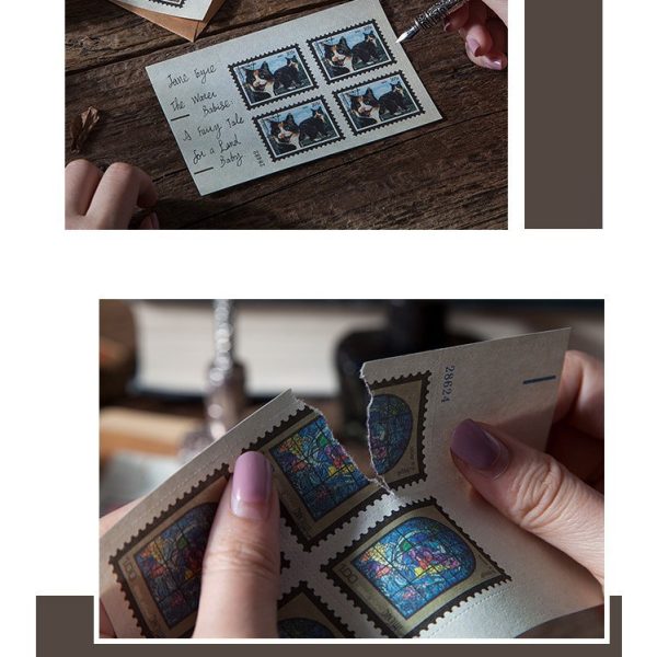 Sticker tem vintage cổ điển: 40 tem, 46 sticker kraft