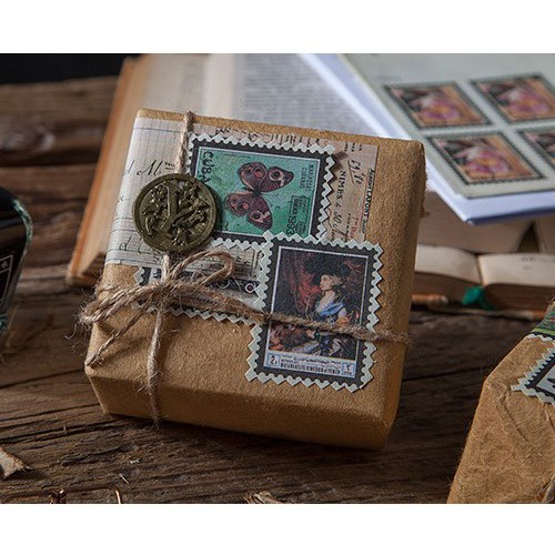 Sticker tem vintage cổ điển: 40 tem, 46 sticker kraft