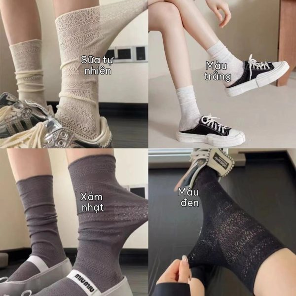 Tất nữ dễ thương, tất ren Hàn Quốc nhiều mẫu - Ren Hàn BL91 - Đen