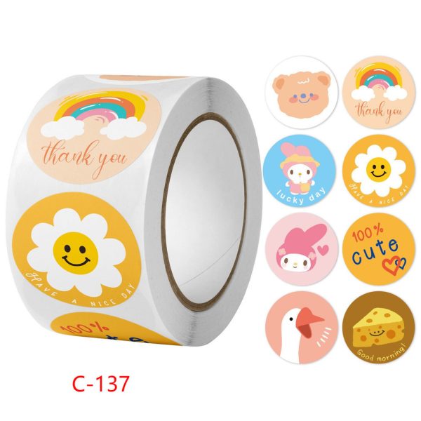 Tem dán hoa cúc, Thank you nhiều mẫu TE84, TE86, TE87 - Cuộn 500 TE86 - Cầu vồng