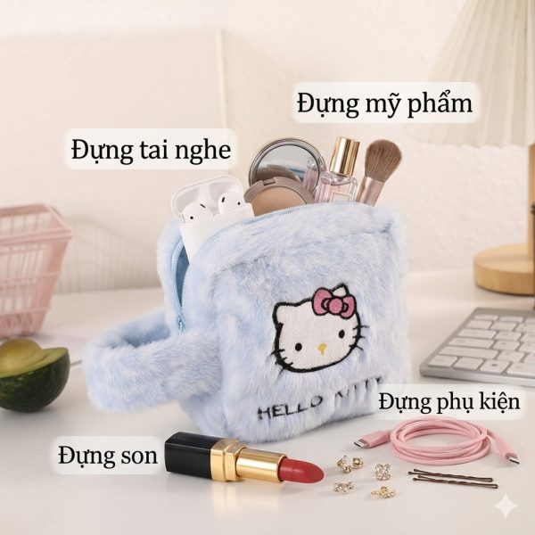 Túi đựng đồ cá nhân lông mềm Hello Kitty