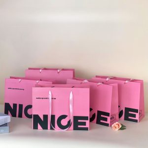Túi giấy đựng quà quai lụa dài Nice TU64 - Hồng S 25*12*20cm