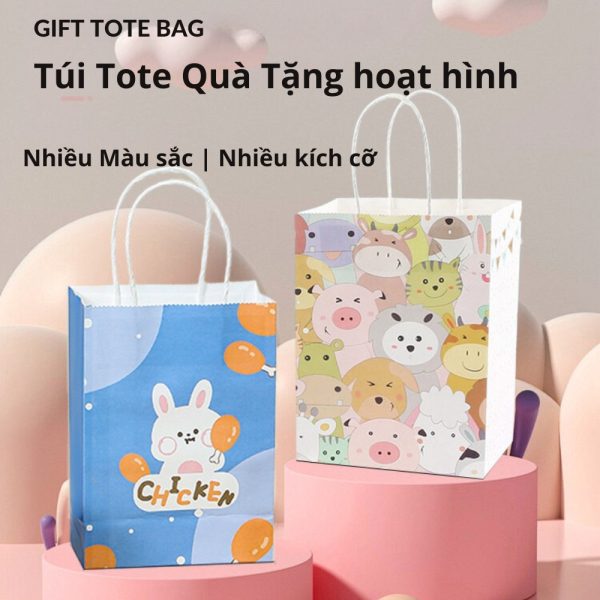 Túi giấy kraft trắng hình hoạt hình TU40