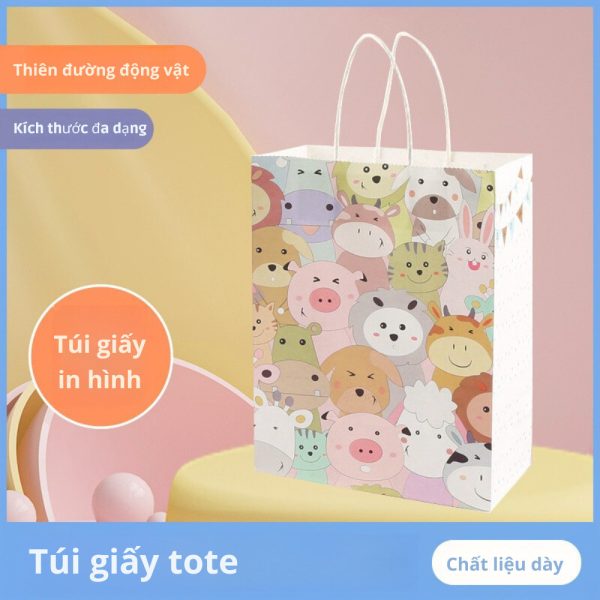 Túi giấy kraft trắng hình hoạt hình TU40