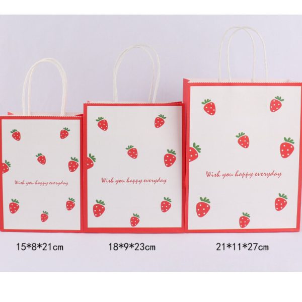 Túi giấy kraft trắng hình hoạt hình TU40 - Dâu TU43 - S 15×8×21cm