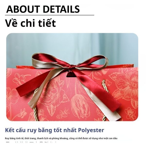 Túi quà đỏ Tết họa tiết hoa, kẻ ngang TU44
