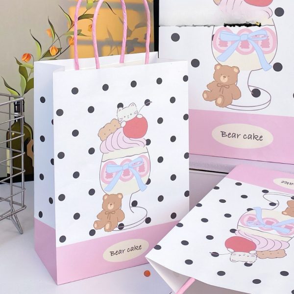 Túi quà Happy times trắng cam, Kem gấu TU69
