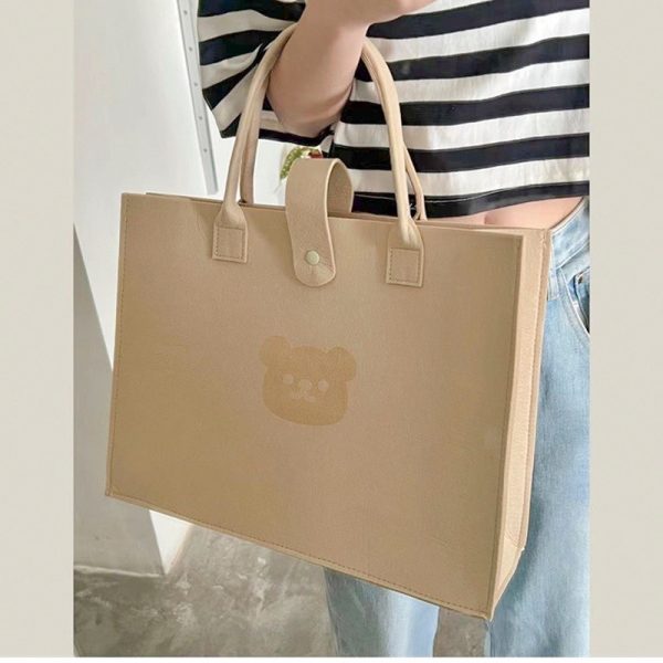 Túi vải nỉ xách tay hình gấu T02