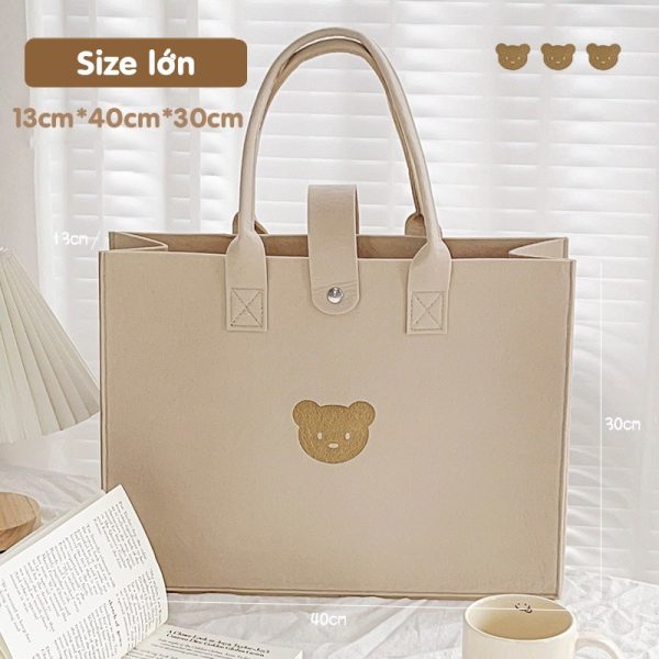 Túi vải nỉ xách tay hình gấu T02