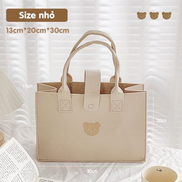 Túi vải nỉ xách tay hình gấu T02
