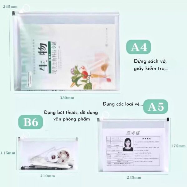 Túi zip đựng tài liệu trong suốt nhiều mẫu