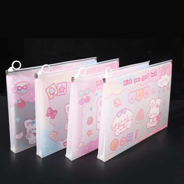 Túi zip đựng tài liệu trong suốt nhiều mẫu - Khóa kéo K118 - Pinky
